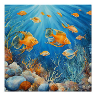 Meeresleben mit exotischen Fischen Poster