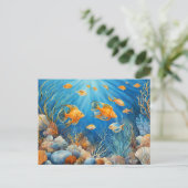Meeresleben mit exotischen Fischen Postkarte (Stehend Vorderseite)