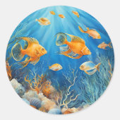 Meeresleben mit exotischen Fischen Runder Aufkleber (Vorderseite)