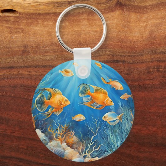 Meeresleben mit exotischen Fischen Schlüsselanhänger (Vorderseite)
