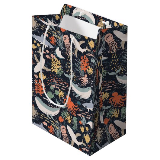 Meeresleben Mittlere Geschenktüte (Vorderseite Schrägansicht)