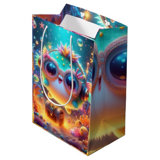 Meeresleben Mittlere Geschenktüte (Rückseite Schrägansicht)