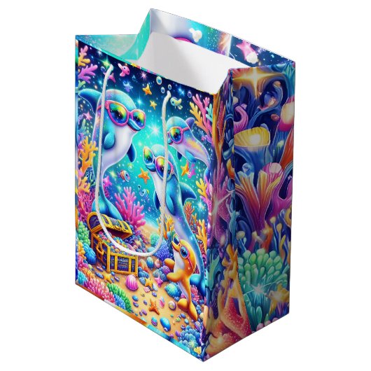 Meeresleben Mittlere Geschenktüte (Vorderseite Schrägansicht)