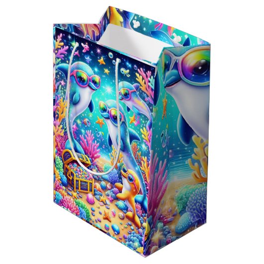 Meeresleben Mittlere Geschenktüte (Rückseite Schrägansicht)