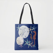 Meeresleben Monogramm Navy Blau Tasche (Vorderseite)