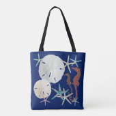 Meeresleben Monogramm Navy Blau Tasche (Rückseite)