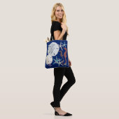 Meeresleben Monogramm Navy Blau Tasche (Am Model)