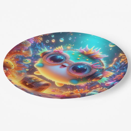 Meeresleben Pappteller (Schrägansicht)