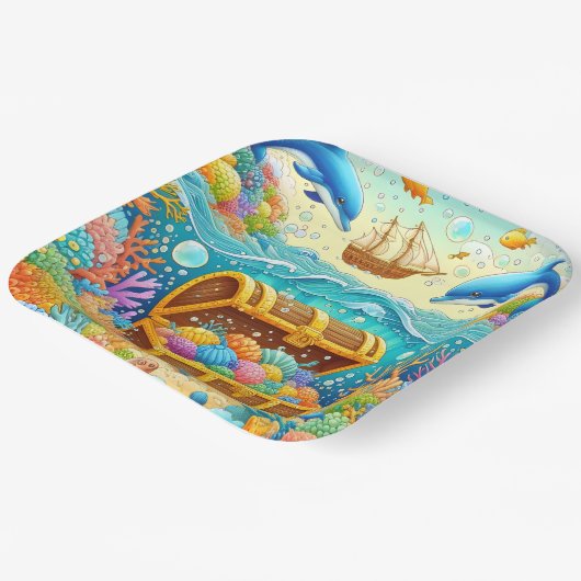 Meeresleben Pappteller (Gewinkelt)