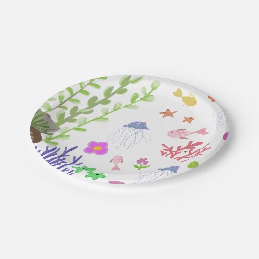 Meeresleben Pappteller (Schrägansicht)