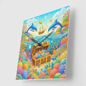 Meeresleben Quadratische Wanduhr (Winkel)