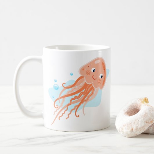 Meeresleben. Quallen. Niedliche Unterwasserwelt Kaffeetasse (Mit Donut)