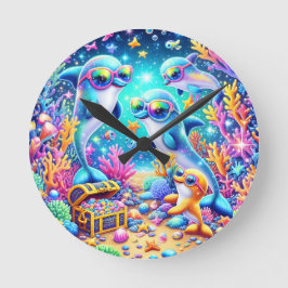 Meeresleben Runde Wanduhr