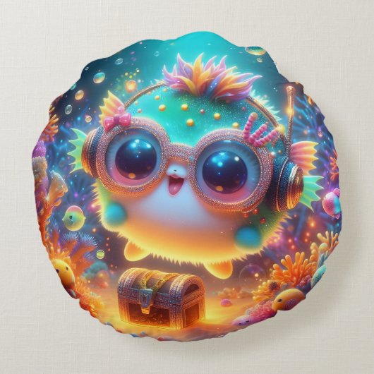 Meeresleben Rundes Kissen (Rückseite)