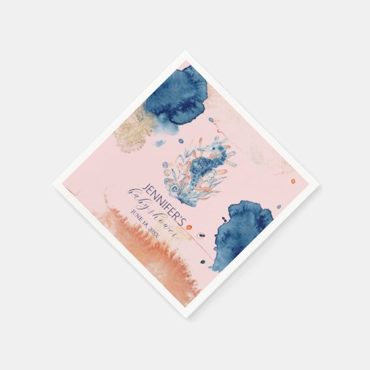 Meeresleben | Seepferd Baby Showpapier Serviette (Ecke)