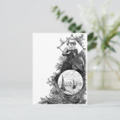 Meeresleben und Viktorianischer Junge mit Krabbe Postkarte (Stehend Vorderseite)