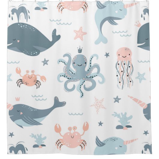 Meeresleben unter dem Meer Duschvorhang (Vorderseite)
