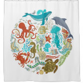 Meeresleben Wal Octopus Schildkröte Kunst Duschvorhang (Vorderseite)