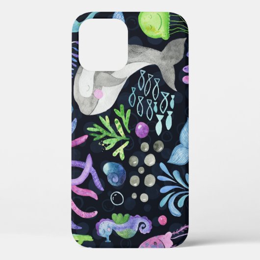 Meereslebensfarbe, dunkler Hintergrund. Case-Mate iPhone Hülle (Rückseite)