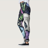 Meereslebensfarbe, dunkler Hintergrund. Leggings (Links)