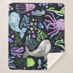 Meereslebensfarbe, dunkler Hintergrund. Sherpadecke