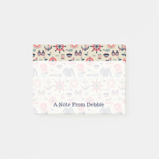 Meereslebensmuster| Name hinzufügen Post-it Klebezettel (Vorderseite)