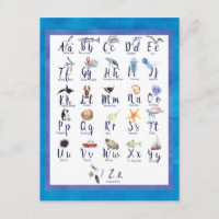 Meereslebewesen Alphabet Aquarell