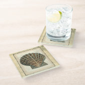 Meereslebewesen an der Küste Glasuntersetzer (Schrägansicht)