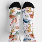 Meereslebewesen Delphine Seepferde Strandmuster We Socken (Oben)