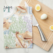 Meereslebewesen, farbenfrohe Unterwasser-Monogramm Geschirrtuch (Viertel Falte)