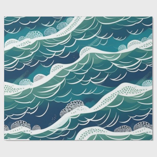 Meereslebewesen Fischkorallen Sommervibes Packpapi Geschenkpapier (Flach)