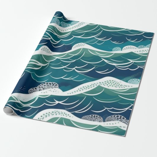 Meereslebewesen Fischkorallen Sommervibes Packpapi Geschenkpapier (Ungerollt)