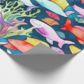 Meereslebewesen Fischkorallen Sommervibes Packpapi Geschenkpapier (Ecke)
