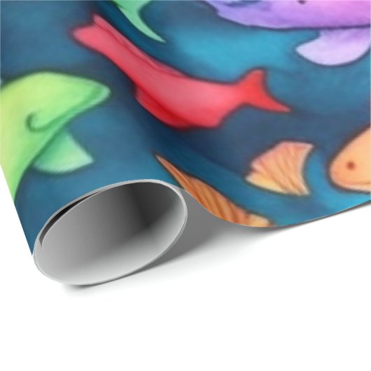 Meereslebewesen Fischkorallen Sommervibes Packpapi Geschenkpapier (Rolleneckpunkt)