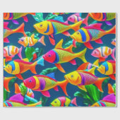 Meereslebewesen Fischkorallen Sommervibes Packpapi Geschenkpapier (Flach)