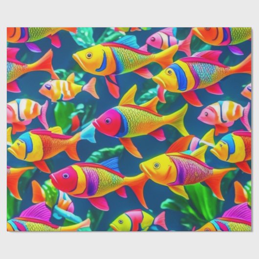 Meereslebewesen Fischkorallen Sommervibes Packpapi Geschenkpapier (Flach)