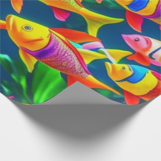 Meereslebewesen Fischkorallen Sommervibes Packpapi Geschenkpapier (Ecke)