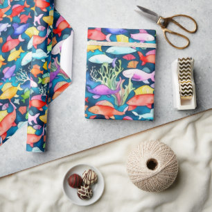 Meereslebewesen Fischkorallen Sommervibes Packpapi Geschenkpapier