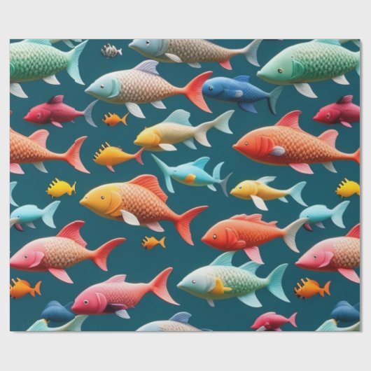 Meereslebewesen Fischkorallen Sommervibes Packpapi Geschenkpapier (Flach)