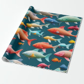 Meereslebewesen Fischkorallen Sommervibes Packpapi Geschenkpapier (Ungerollt)