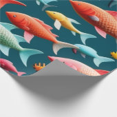 Meereslebewesen Fischkorallen Sommervibes Packpapi Geschenkpapier (Ecke)