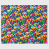 Meereslebewesen Fischkorallen Sommervibes Packpapi Geschenkpapier (Flach)