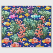 Meereslebewesen Fischkorallen Sommervibes Packpapi Geschenkpapier (Flach)