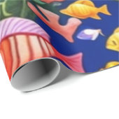 Meereslebewesen Fischkorallen Sommervibes Packpapi Geschenkpapier (Rolleneckpunkt)