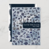 Meereslebewesen Muscheln SAVE THE DATE Ankündigungspostkarte (Vorne/Hinten)