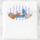 Meereslebewesen Ovaler Aufkleber (Tasche)