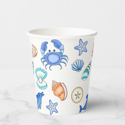 Meereslebewesen Pappbecher (Vorderseite)