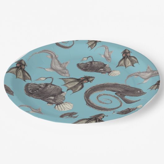 Meereslebewesen Pappteller (Schrägansicht)