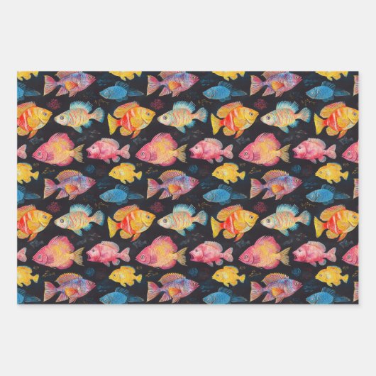 Meereslebewesen, Stern und verschiedene Fischarten Geschenkpapier Set (Vorderseite 3)