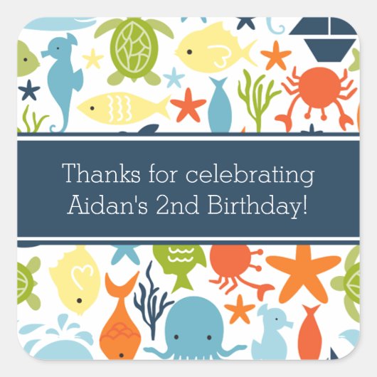 Meereslebewesen unter dem Meer Quadratischer Aufkleber (Vorderseite)